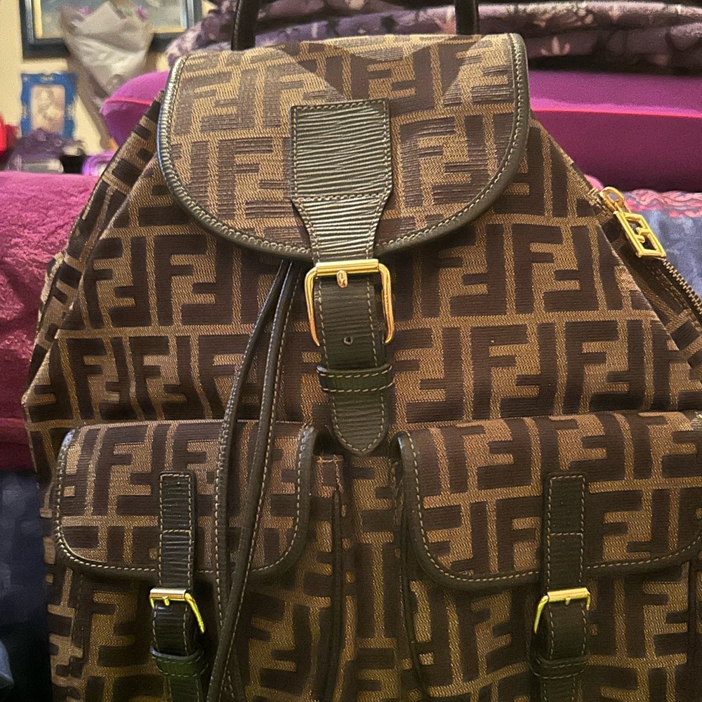 Authentic Fendi Monogram Brown Backpack